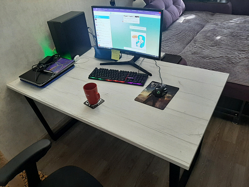 Деревянный стол Лота Лофт 120х75 белый матовый / дуб крафт золотой фото покупателя 635