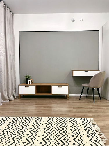 ТВ-тумба Эго Т-3 на ножках бетон светлый / белый глянец фото покупателя 6