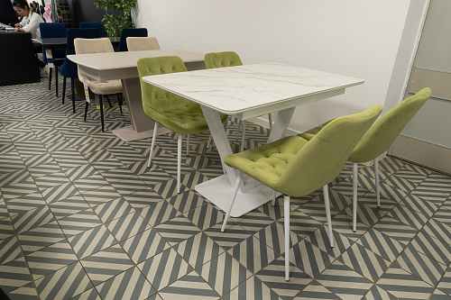 Стул на металлокаркасе Гояр confetti green / белый глянец из шоурума 1