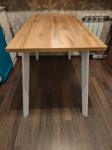 Стол Тринити Лофт 140 25 мм дуб делано темный / белый фото покупателя 76