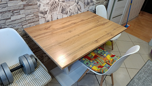 Деревянный стол Барон О 200 х 90 белая пленка шагрень / черный фото покупателя 13