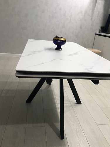 Керамический стол Вилли 140(200)х80 серый мрамор larka grey / черный фото покупателя 18
