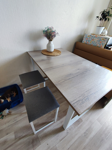 Деревянный стол Барон О 200 х 90 белая пленка шагрень / белый фото покупателя 43