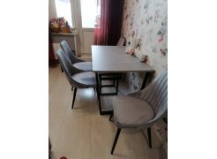 Деревянный стол Лота Лофт 120(160)х75 черный матовый / бетон светлый фото покупателя 300