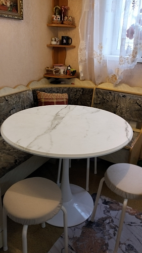 Стол Тулип 90х73 дуб вотан / белый  - Уцененный экземпляр фото покупателя 121