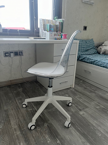 Компьютерное кресло Kolin с подушкой clear / white фото покупателя 303