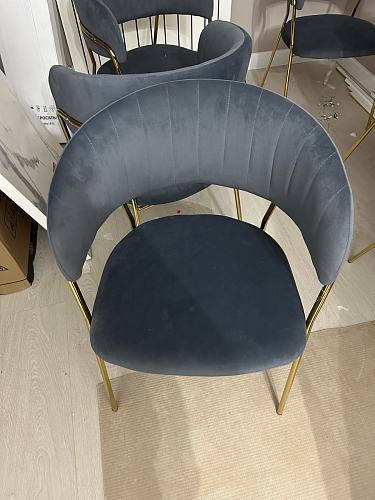 Стул на металлокаркасе Kamelia зеленый / золото фото покупателя 17