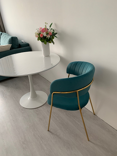 Стул на металлокаркасе Kamelia зеленый / золото фото покупателя 3