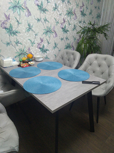 Деревянный стол Колон Лофт 120(160) х 75 черный матовый / бетон фото покупателя 68