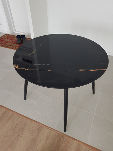 Стеклянный стол Анселм кианит / черный фото покупателя 4