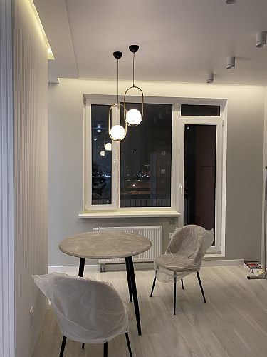 Деревянный стол Абилин 100 мрамор белый / черный матовый фото покупателя 4