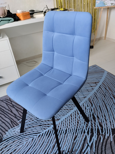 Стул на металлокаркасе Чилли синяя ткань / белый фото покупателя 116