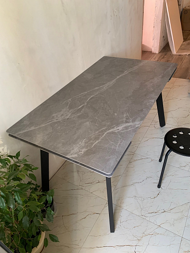 Керамический стол Норман 140(200)х80 серый мрамор larka grey / черный фото покупателя 34