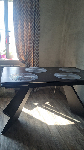 Керамический стол Ливи 140(200)х80х78 серый мрамор / черный фото покупателя 1