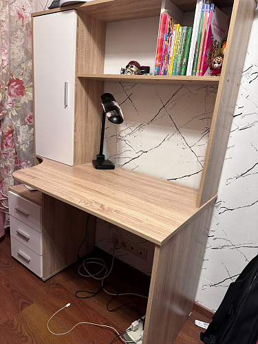 Компьютерный стол КСТ-16 левый дуб сонома / белый фото покупателя 115