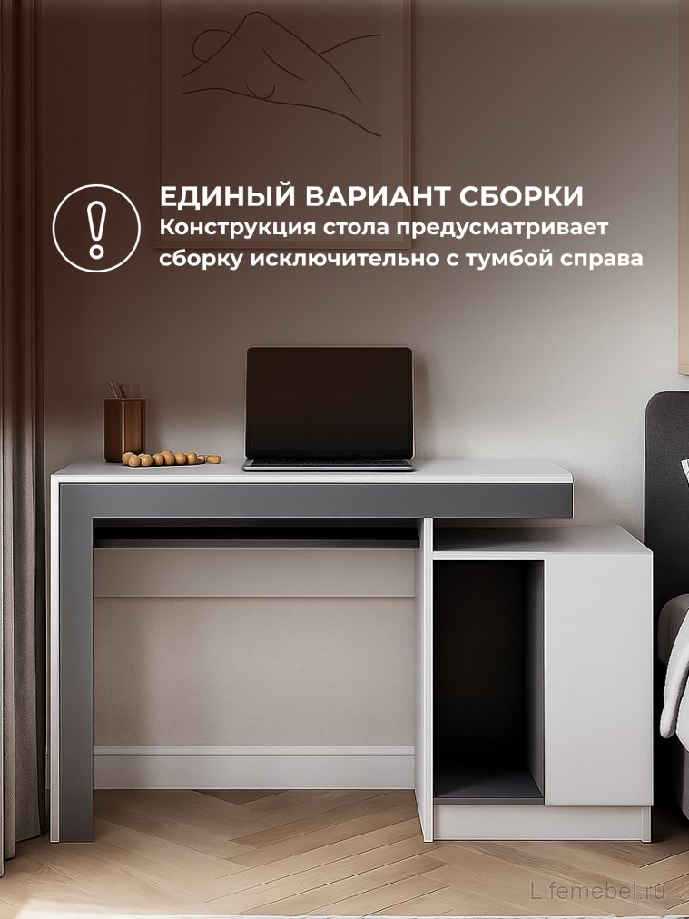 Компьютерный стол Модена белый / графит