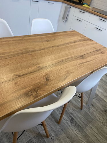 Стол Тринити Лофт 140 25 мм дуб делано темный / белый фото покупателя 193