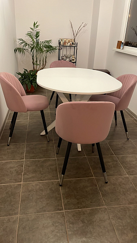 Стул на металлокаркасе Gabi 1 light blue / black / gold фото покупателя 191