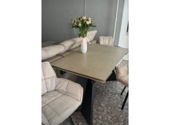 Керамический стол Ливи 140(200)х80х78 белый мрамор / черный фото покупателя 33