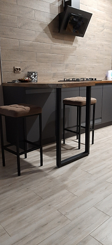 Барный стул Лофт кожзам темно-серый / черный матовый фото покупателя 10