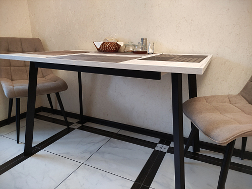 Деревянный стол Колон Лофт 120(160) х 75 черный матовый / бетон фото покупателя 32