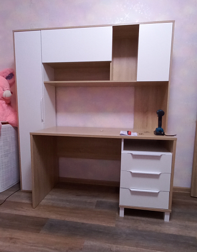 Письменный стол Комфорт 12.95 N дуб сонома / белый PE шагрень фото покупателя 40