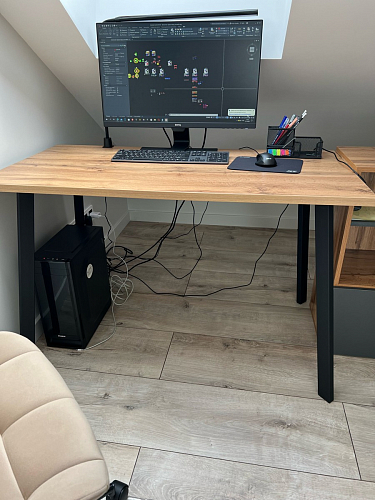 Стол Тринити Лофт 120 32 мм бетон / черный матовый фото покупателя 334