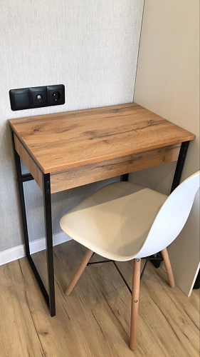 Письменный стол Лео Лофт дуб делано темный / белый матовый фото покупателя 5