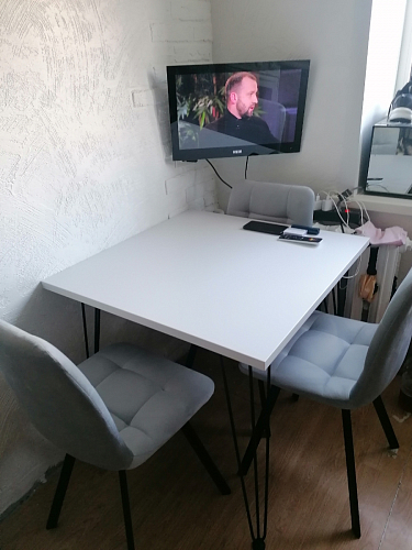 Стул на металлокаркасе Чилли синяя ткань / белый фото покупателя 791