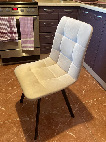 Стул на металлокаркасе Чилли К светло-серый велюр / черный каркас фото покупателя 874