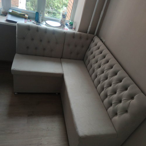 Кухонный диван угловой Монте-М правый велюр бежевый фото покупателя 1