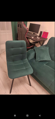 Стул на металлокаркасе Чилли синяя ткань / белый фото покупателя 971