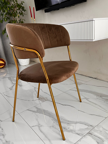 Стул на металлокаркасе Kamelia зеленый / золото фото покупателя 48