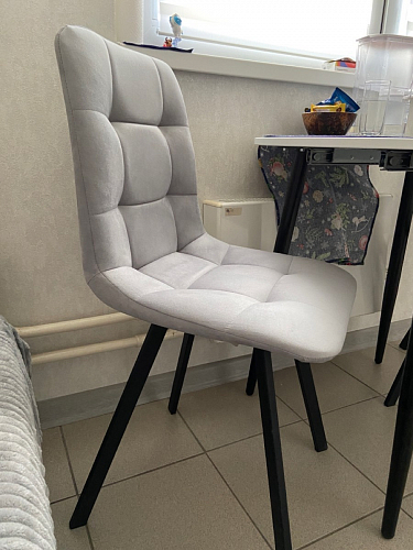 Стул на металлокаркасе Чилли К светло-серый велюр / черный каркас фото покупателя 1414