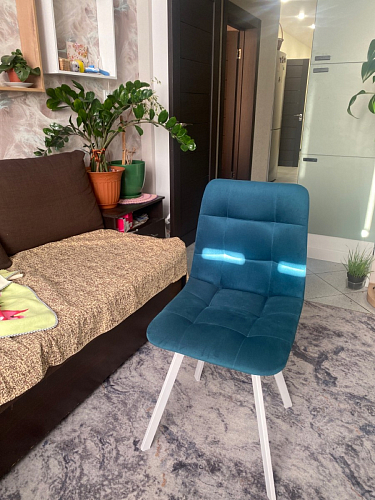 Стул на металлокаркасе Чилли синяя ткань / белый фото покупателя 485