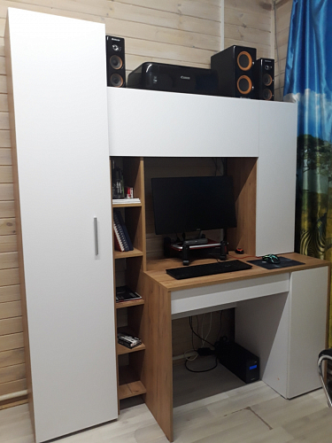 Письменный стол Комфорт 12.71 дуб золотой craft / белая аляска фото покупателя 44