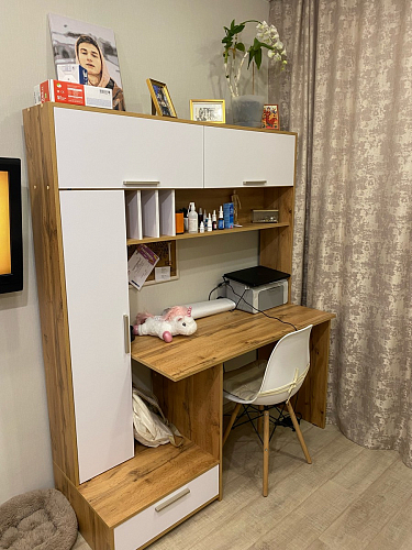 Письменный стол Лайт 03.243 дуб золотой (craft) / белый премиум фото покупателя 72