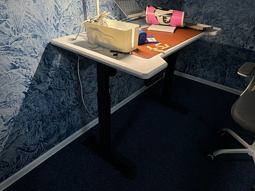 Компьютерный стол Маркос с механизмом подъема 140х80х75 белый / вотан дуб фото покупателя 8