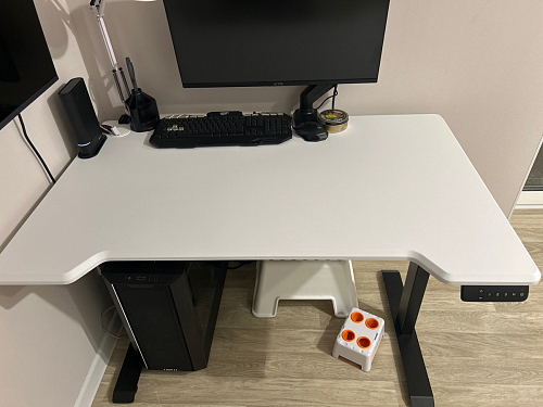 Компьютерный стол Маркос с механизмом подъема 140х80х75 белый / вотан дуб фото покупателя 44