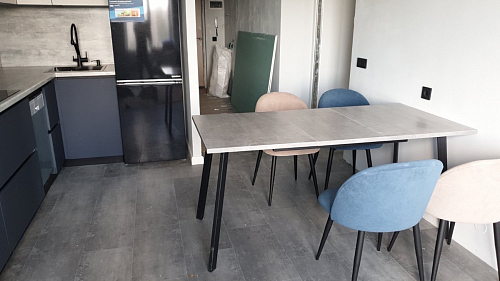 Деревянный стол Колон Лофт 120(160) х 75 черный матовый / бетон фото покупателя 23