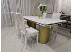 Керамический стол Готланд 180(240)х90х79 вяз скандинавский / золото фото покупателя 3