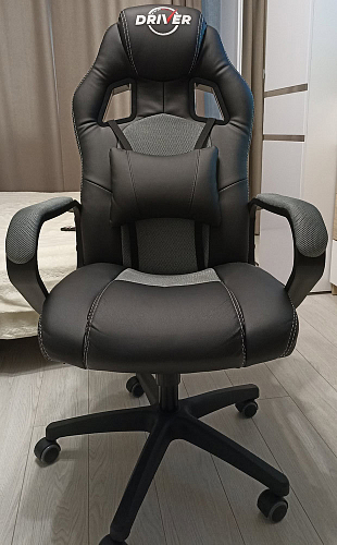 Компьютерное кресло Driver/Драйвер кожзам черный / ткань синий фото покупателя 66