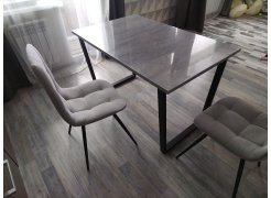 Деревянный стол Лота Лофт 120(160)х75 черный матовый / бетон светлый фото покупателя 309