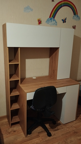 Письменный стол Комфорт 12.71 дуб золотой craft / белая аляска  - Уцененный экземпляр фото покупателя 114