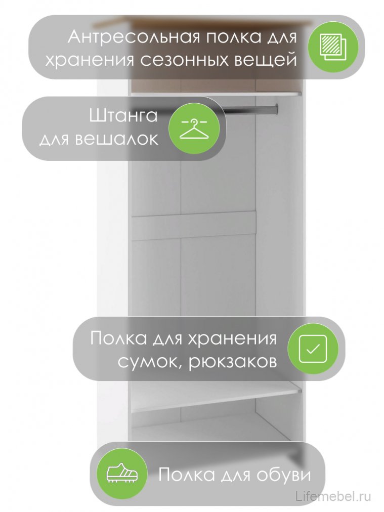 Шкаф Теодора 2Д белый / крафт золотой