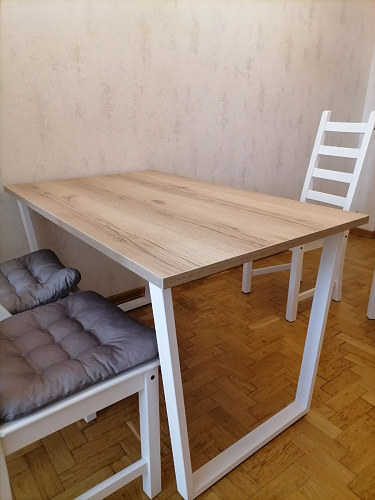 Деревянный стол Барон О 160 х 90 белая пленка шагрень / черный фото покупателя 82