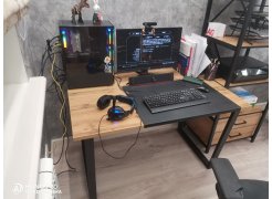 Стол Лота Лофт 140 25 мм черный матовый / бетон фото покупателя 62