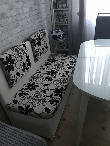 Кухонный диван Форест прямой коричневый / бежевый микровельвет фото покупателя 1