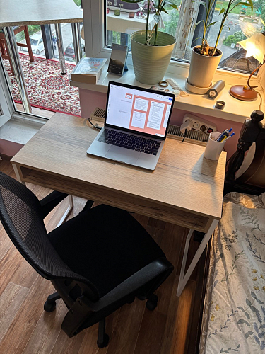 Письменный стол Лео Лофт черный матовый / дуб делано темный фото покупателя 23