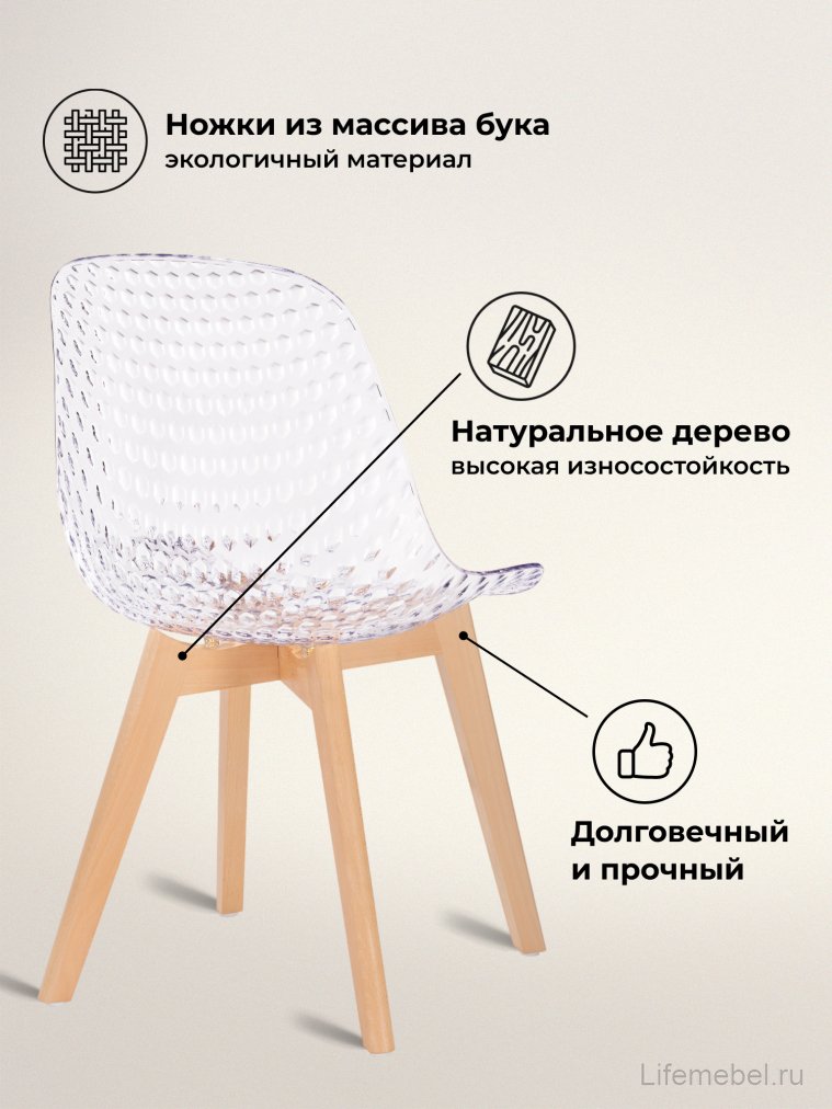 Пластиковый стул Vart clear / wood